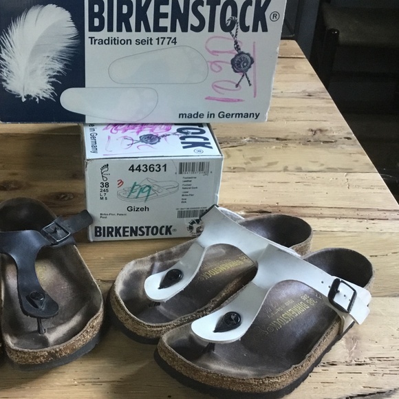 Leather thong Gizah sandals by Birkenstock.  Size 38 US 7 White pair - Picture 1 of 11